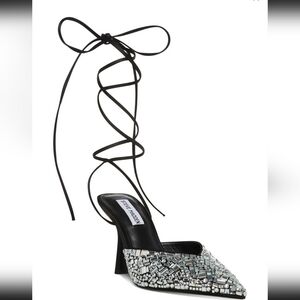 Steve Madden Black and Silver Women's Heels SZ 7.5 Pre-owned